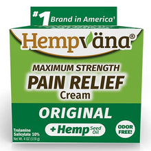 Load image into Gallery viewer, Hempvana Relief Cream with Seed Extract - Relieves Inflammation, Muscle, Joint, Back, Knee, Nerves and Arthritis – Made in USA 4oz Paraben Free, Vegan, Cruelty-Free As Seen On TV