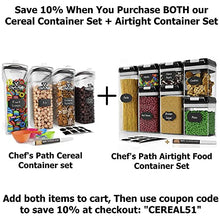Load image into Gallery viewer, Airtight Food Storage Containers Set for Kitchen & Pantry Organization 7 PC - BPA Free Plastic Dry Food Storage Containers with Easy Lock Lids - Stackable Sugar, Flour & Cereal Canisters with Labels & Marker
