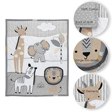 Load image into Gallery viewer, Lambs & Ivy Jungle Safari Gray/Tan/White Nursery 6-Piece Baby Crib Bedding Set