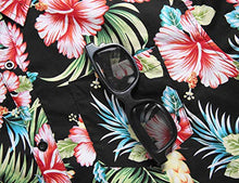 Load image into Gallery viewer, PEGENO Men's Flower Casual Button Down Short Sleeve Hawaiian Shirt White Leaves-Grey-S