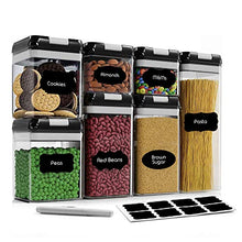 Load image into Gallery viewer, Airtight Food Storage Container Set-CINEYO-7 Piece Set Clear Plastic Canisters For Cereal, Flour with Easy Lock Lids, for Kitchen Pantry Organization and Storage, Include Labels and Marker (Black)