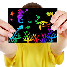 Load image into Gallery viewer, Made By Me Horizon Group USA Scratch Art 60 Pieces Variety Pack. Glow in The Dark, Holographic, Rainbow & Die Cut Sheets. 4 Scratching Tools Included.Black Scratch it Off Art & Crafts Sheets