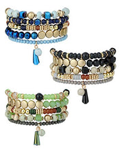 Load image into Gallery viewer, Finrezio 3 Sets Beaded Bracelets for Women Boho Multi-Layer Mix Beads Stackable Strand Stretch Bracelet Set for Teen Girls