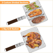 Load image into Gallery viewer, ORDORA Grill Basket, Fish Grill Basket, Rustproof 304 Stainless Steel BBQ Grilling Basket for Meat,Steak, Shrimp, Vegetables, Chops, Heavy Duty Grill Basket Outdoor Grill Accessories
