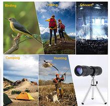 Load image into Gallery viewer, 4K 10-300X40mm Super Telephoto Zoom Monocular Telescope, Waterproof Fogproof Monocular with Smartphone Holder & Tripod -for Bird Watching/Hunting/Camping/Travelling/Hiking (with Tripod and Clip)
