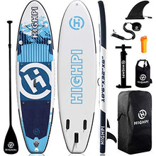 Load image into Gallery viewer, Highpi Inflatable Stand Up Paddle Board 10'6''x32''x6''W Premium SUP Accessories & Backpack, Wide Stance, Surf Control, Non-Slip Deck, Leash, Paddle and Pump, Standing Boat for Youth & Adult…