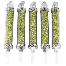 Load image into Gallery viewer, SUNYIK Handmade Hexagonal Crystal Point Wand Necklace for Women and Men, Chip Stone Wishing Bottle Pendant with Chain for Unisex, Peridot