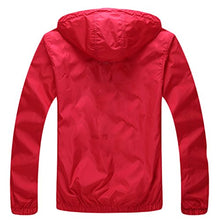 Load image into Gallery viewer, Lasher Womens Lightweight Windbreaker UV Protect Coat Hooded Zip Up Sport Jacket Red US L(12-14)/Tag XL
