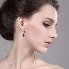 Load image into Gallery viewer, Gem Stone King 925 Sterling Silver Purple Amethyst Leverback Dangle Earrings For Women 8.00 Ctw Beautiful Gemstone Birthstone