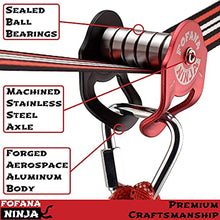 Load image into Gallery viewer, Fofana Ninja Slider Slackline Pulley Kit - 65 Ft. Slack Line Zip Ninja Course - Includes Slackline, 2X Slider Pulley, and Swing - Ninja Warrior Obstacle Course for Kids - Sports & Outdoor Play Toys