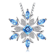 Load image into Gallery viewer, JewelryPalace Snowflake Genuine Swiss Blue Topaz Solid 925 Sterling Silver Pendant Necklace 18 Inches Box Chain