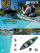 Load image into Gallery viewer, Intex Challenger K2 Kayak, 2-Person Inflatable Kayak Set with Aluminum Oars and High Output Air-Pump, Grey/Blue (68306NP)