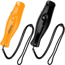 Load image into Gallery viewer, Feeke Electronic Whistle with Lanyard Adjustable, 3 Tone High Volume Spalding Electric Whistle for Referee Coaches PE Teacher, Outdoor Camping Hiking Boating Emergency Whistles (2Packs,Orange & Black)