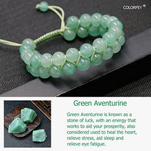 Load image into Gallery viewer, Green Aventurine Crystal Bracelet for Women, COLORFEY Handmade Real Aventurine Crystal Beads Bracelet 8mm Double-Layer, Heart Chakra Healing Stone Bracelet for Meditation fit for 6.7-8in