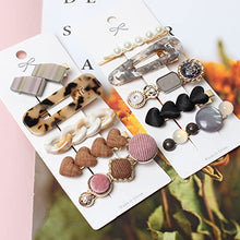 Load image into Gallery viewer, Acrylic Resin Hair Clips Pearls Hair Grips Handmade Metal Gold Hair Barrettes Marble Alligator Bobby Pins Geometric Hairpin Hair Accessories Gifts for Women Girls Pack of 10 (Color A)