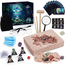Load image into Gallery viewer, Lehoo Castle Gemstone Dig Kit with 12 Real Gems - Excavation Kits for Kids with Rock Collection Display Stands, STEM Educational Toys Gifts for Kids Ages 6 7 8 9 10