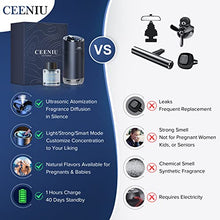 Load image into Gallery viewer, Ceeniu Smart Car Air Fresheners, Ultrasonic Atomizer, Adjustable Concentration, Auto On/Off, Built-in Battery, 45ml French Natural Fragrance, Lasts 4 Months, F26 Car Fresheners, Cologne, Black Matte