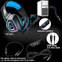 Load image into Gallery viewer, Gaming Headset with Mic LED Light On Ear Gaming Headphone PS4,3.5mm Wired Gaming Headset for PC Mac Laptop Gamer Headphone (Blue)