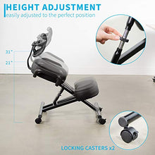 Load image into Gallery viewer, DRAGONN (by VIVO) Ergonomic Kneeling Chair with Back Support, Adjustable Stool for Home and Office - Improve Your Posture with an Angled Seat - Thick Comfortable Cushions (Black)