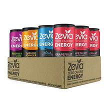Load image into Gallery viewer, Zevia Zero Calorie Energy Drink, Variety Pack, 12 Ounce Cans (Pack of 12)