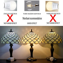 Load image into Gallery viewer, Tiffany Lamp Cream Stained Glass and Crystal Pearl Bead Style Table Lamps Height 18 Inch for Kids Room Living Room Bedroom Antique Desk Dresser Beside Coffee Table Bookcase S005 WERFACTORY