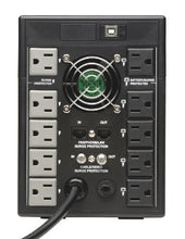 Load image into Gallery viewer, Tripp Lite OMNI1500LCDT 1500VA UPS Battery Back Up AVR LCD Display 10 Outlets 120V 810W Tel & Coax Protection USB, 3 Year Warranty & $250,000 Insurance, Black