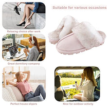 Load image into Gallery viewer, shoeslocker Womens Slippers Cozy Memory Foam Fluffy Plush Lined House Slippers Indoor Outdoor Shoes Pink Size 6