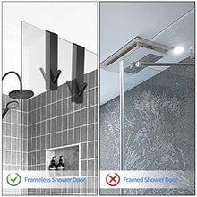 Load image into Gallery viewer, Double Side Bathroom Towel Hooks Set, 7 Inches Shower Hook for Frameless Glass Shower Doors, Brushed Nickel Extended Towel Racks Hanger with Non-Slip Sponge Pad for Loofah - Black (2 Pack)