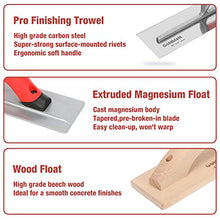 Load image into Gallery viewer, Goldblatt 8-Piece Masonry Hand Tool Set Includes Finishing Trowel, Gauging Trowel, Groover, Edger, Extruded Magnesium Float, Wood Float and Wire Twister, Organized in Tool Bag