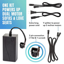 Load image into Gallery viewer, Dual Motor Power Supply Kit - Universally Compatible Power Supply for Electric Reclining Furniture - with Y Splitter Extension Cord & 2-Pin Connector - 29V 2A Adapter for Loveseats, Chairs and Sofas