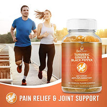 Load image into Gallery viewer, Turmeric Curcumin Gummies with Ginger & Black Pepper Extract, Joint Support and Pain Relief. Anti-Inflammatory, Chews for Adults & Kids, 60 Chewable Gummy Vitamins