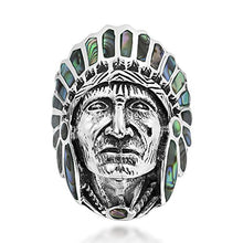 Load image into Gallery viewer, AeraVida Abalone Shell Native American Style .925 Sterling Silver Ring (10)