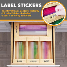 Load image into Gallery viewer, SpaceAid Bag Storage Organizer for Kitchen Drawer, Bamboo Organizer, Compatible with Gallon, Quart, Sandwich and Snack Variety Size Bag (4 Pack)