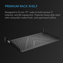 Load image into Gallery viewer, AC Infinity Vented Cantilever 1U Universal Rack Shelf, 10" Deep, for 19” equipment racks. Heavy-Duty 2.4mm Cold Rolled Steel, 60lbs Capacity