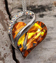 Load image into Gallery viewer, Leafael Infinity Love Crystal Heart Bundle Jewelry Set Amber Brown November Birthstone, Silver-tone