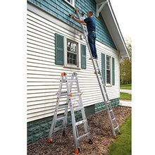 Load image into Gallery viewer, TACKLIFE Telescoping Ladder, 17 Feet Aluminum Extension Ladder with 2 Flexible Wheels, Safe Protective Switch, Non-Slip Rubber Feet, 300lb Capacity Multi-Use Ladder