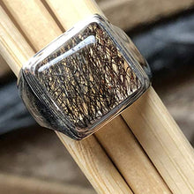 Load image into Gallery viewer, Genuine Black Rutilated 925 Solid Sterling Silver Men's Ring Size 6.75
