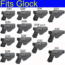 Load image into Gallery viewer, IWB Leather Holster for Inside Waistband Concealed Carry Fits:S&W M&P Shield-Glock19 26 29 30 32 43-Beretta Px4-RUGER EC9s-SIG-HK-Taurus-XDS or Similar Sized Handguns