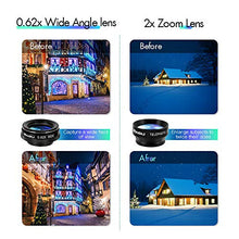 Load image into Gallery viewer, Cell Phone Camera Lens Kit,6 in 1 Universal +0.62x Wide Angle &25x Macro +235°Fisheye +Phone Holder -Shutter Remote+Tripod for iPhone X/8/7/6/6s plus Samsung Android & phone