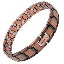 Load image into Gallery viewer, MagnetRX® Pure Copper Magnetic Therapy Bracelet - Arthritis Pain Relief & Carpal Tunnel Magnetic Copper Bracelets for Men - Adjustable Length with Sizing Tool (Leo Style)