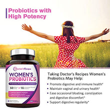 Load image into Gallery viewer, Doctor's Recipes Women’s Probiotic, 60 Caps 50 Billion CFU 16 Strains, with Organic Prebiotics Cranberry, Digestive Immune Vaginal & Urinary Health, Shelf Stable, Delayed Release, No Soy Gluten Dairy