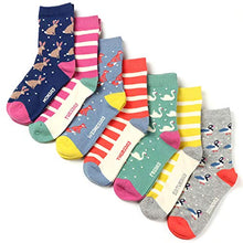 Load image into Gallery viewer, COTTON DAY 7 Days of the Week Little Big Kids Girls Cute Pattern Design Socks (Animals duck swan fox rabbit, L: Shoe Size 13.5-3.5)