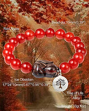Load image into Gallery viewer, XHUUU Red Agate Bracelet for Women Ice Obsidian Fox with Tree of Life Charm Stretch Bracelets Reiki Stone Energy Healing Crystals Gifts