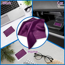 Load image into Gallery viewer, Microfiber Cleaning Cloths 12 Pack (6"x7") in Individual Vinyl Pouches | Glasses Cleaning Cloth for Eyeglasses, Phone, Screens, Electronics, Camera Lens Cleaner (Purple)