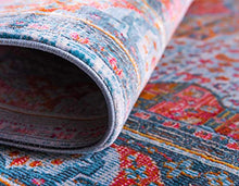 Load image into Gallery viewer, Unique Loom Baracoa Collection Bright Tones Vintage Traditional Light Blue Area Rug (5' 5 x 8' 0)