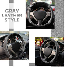 Load image into Gallery viewer, Elantrip Sport Leather Steering Wheel Cover 14 1/2 inch to 15 inch Universal, Padded Soft Grip Breathable for Car Truck SUV Jeep, Anti Slip Odorless Black and Gray