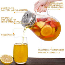 Load image into Gallery viewer, Hiware 64 Ounces Glass Pitcher with Lid / Water Pitcher with Handle - Good Beverage Carafe Pitcher for Juice, Milk, Beverage, Hot/Cold Water & Iced Tea, Cleaning Brush Included