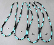 Load image into Gallery viewer, Blue Magnesite, Black Onyx, and Turquoise Mens Gemstone Necklace - Handcrafted in USA (22 inches)