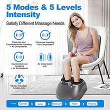 Load image into Gallery viewer, Foot Massager with Heat, MUJERBAY Shiatsu Foot Massager Machine, Full-Cover Air Compression Deep Kneading Foot Massager, for Plantar Fasciitis Feet Massager, Fit Up to Size 12 masajeador de pies