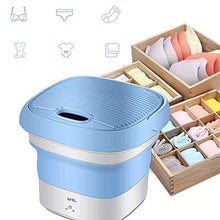 Load image into Gallery viewer, ETE ETMATE Portable Washing Machine Mini Foldable Washer, Ultrasonic Cleaning Machine, Automatic Underwear Convenient Laundry for Camping Apartments Dorms RV Business Trip (Blue)